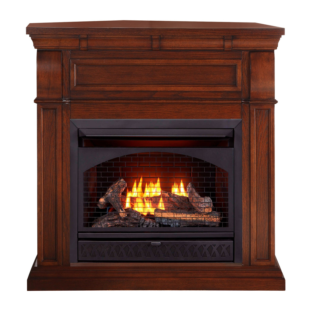 USAProcom-ProCom Dual Fuel Vent Free Gas Fireplace System - 26,000 BTU, T-Stat Control, Chestnut Oak Finish - Model# PFS-28T-1CO-Dual Fuel Vent Free Gas Fireplace System