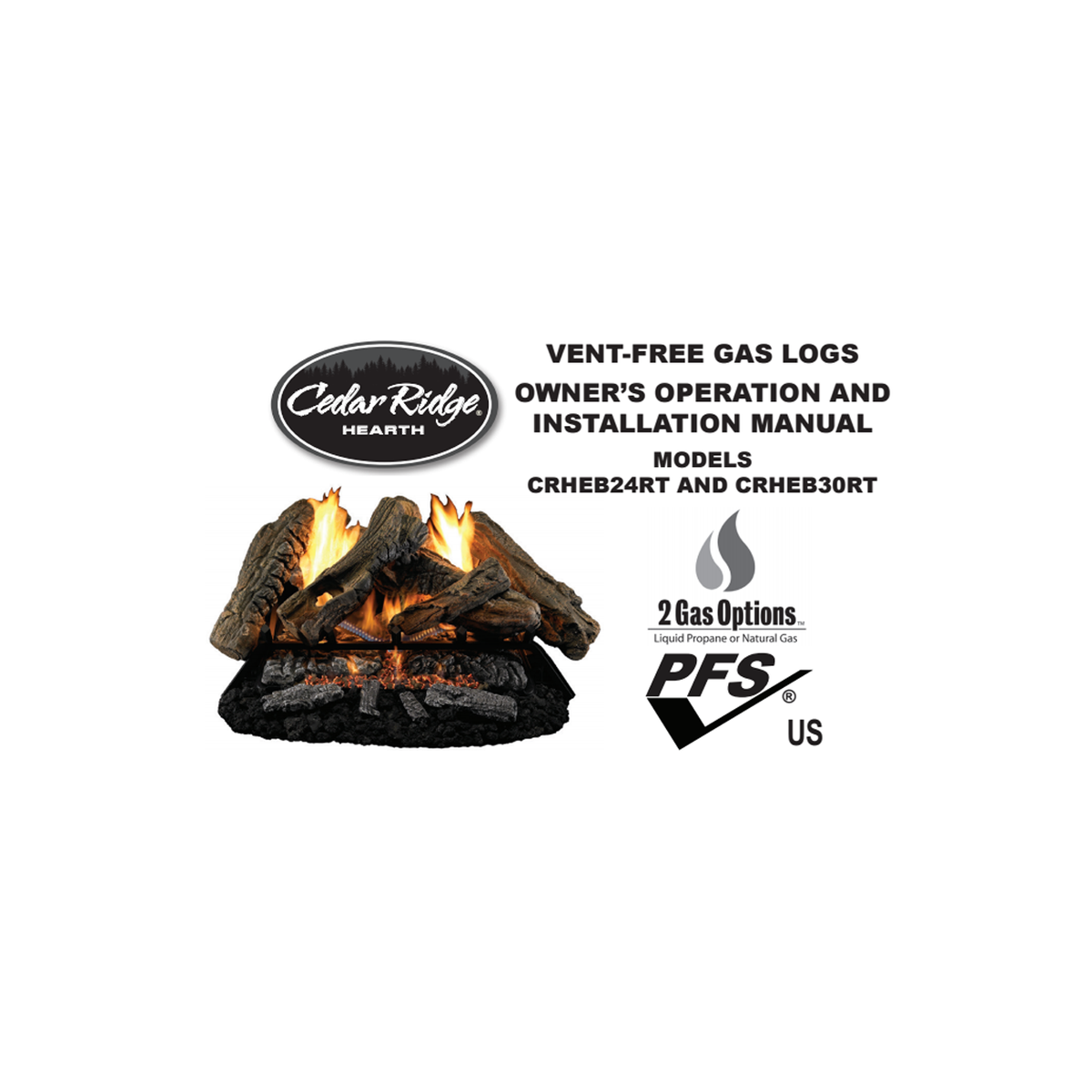 Cedar Ridge Hearth Vent Free Gas Log Set Model CRHEB24RT