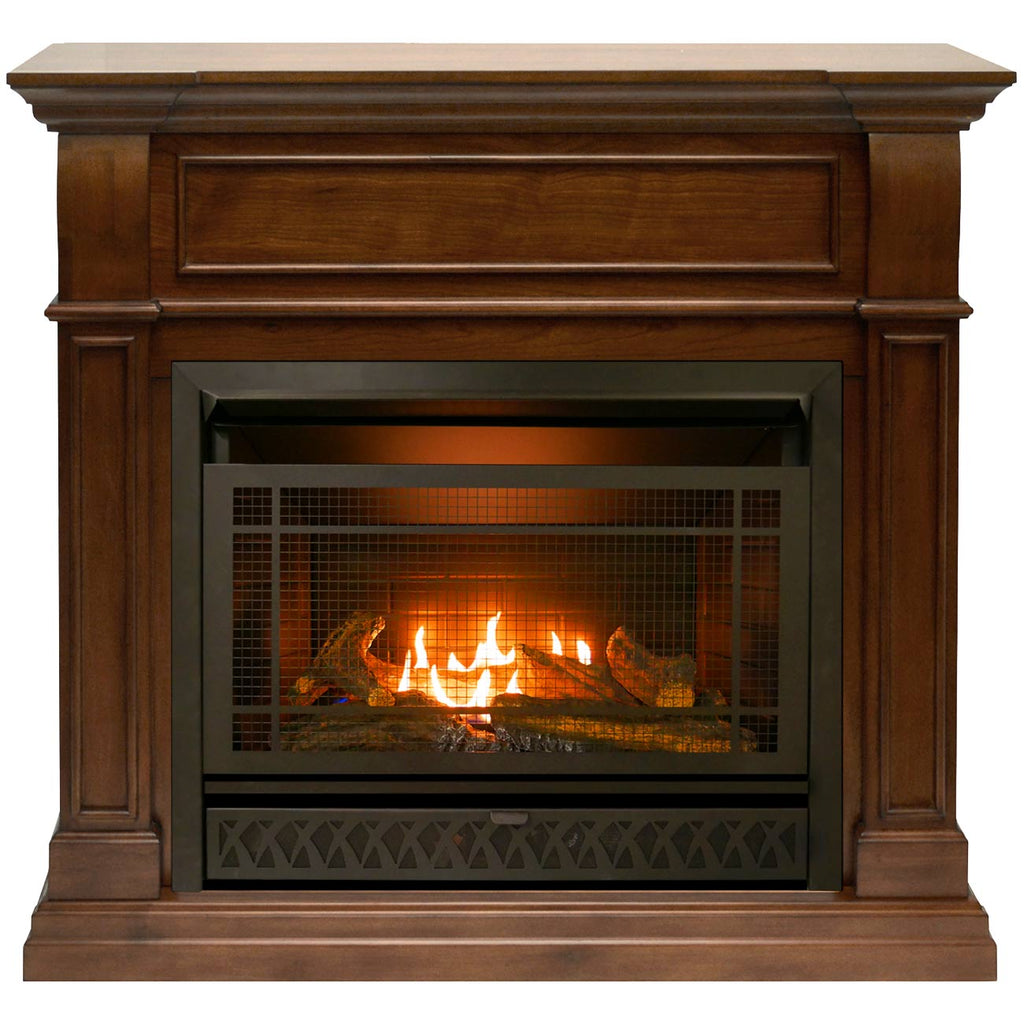 USAProcom-ProCom Dual Fuel Vent Free Gas Fireplace - 26,000 BTU, T-Stat Control, Walnut Finish - Model# FBNSD28T-J-W-ProCom Heating
