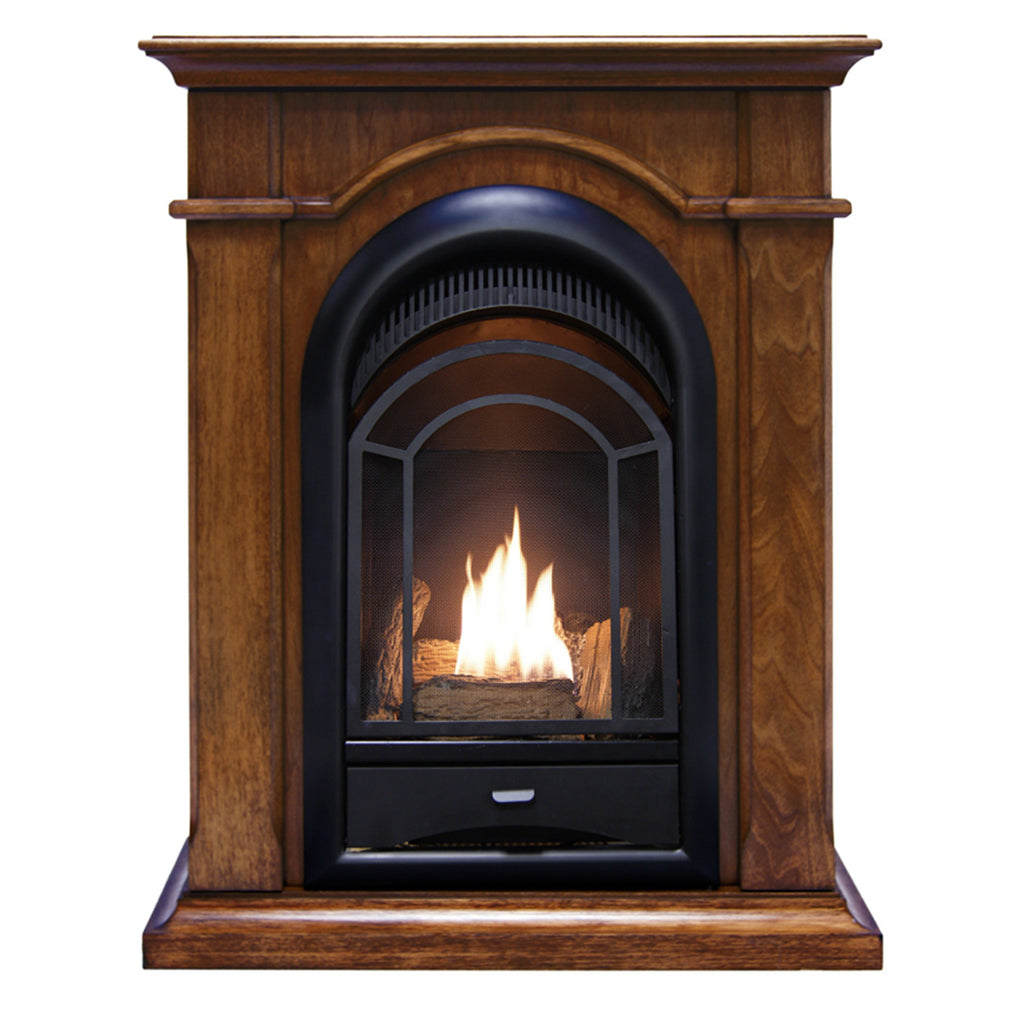 USAProcom-ProCom Dual Fuel Vent Free Gas Fireplace System With Corner Combo Mantel - Walnut Finish - 15,000 BTU - Model# PCS150T-A-W-ProCom Heating