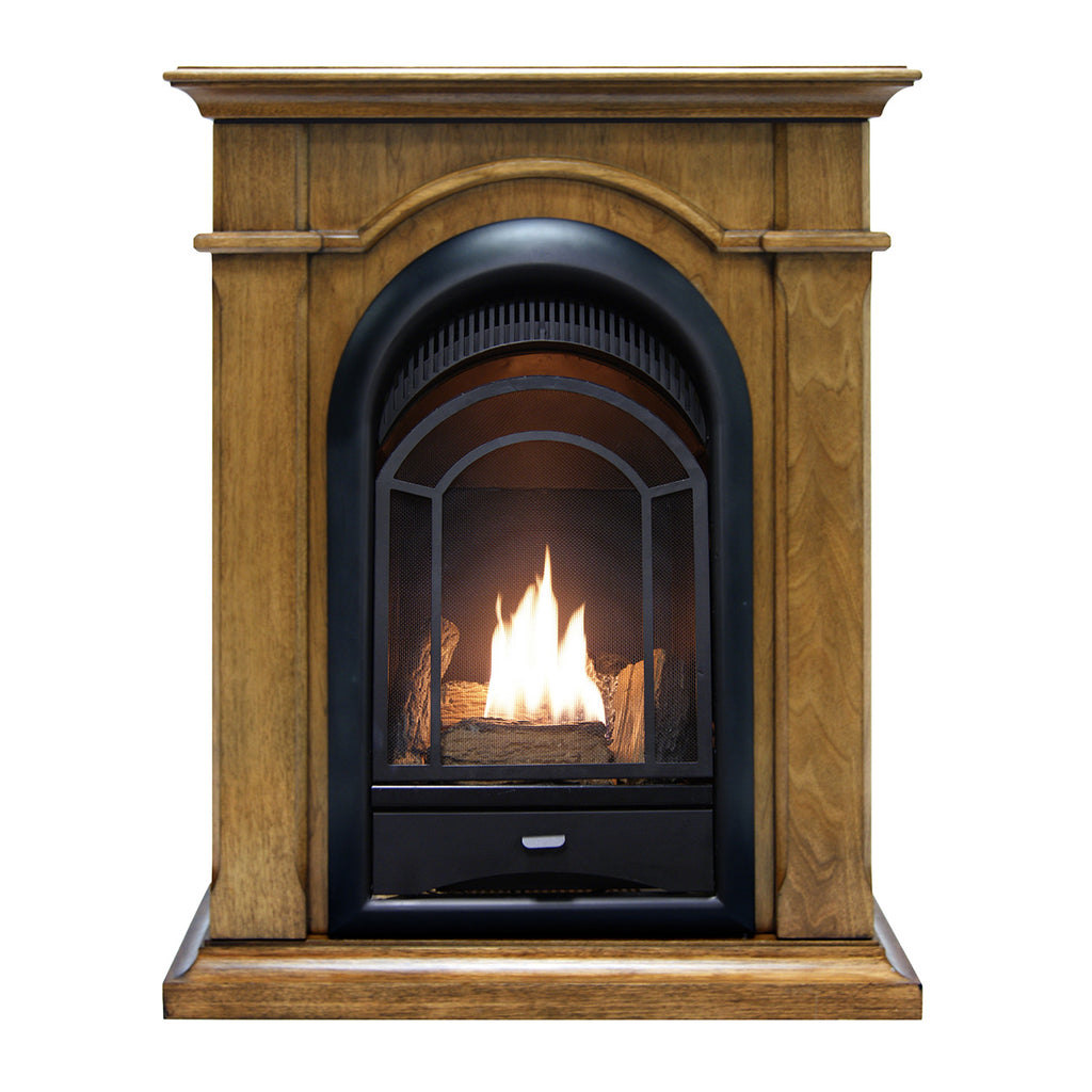 USAProcom-ProCom Dual Fuel Vent Free Gas Fireplace System With Corner Combo Mantel - Toasted Almond Finish - 15,000 BTU - Model# PCS150T-A-TA-ProCom Heating