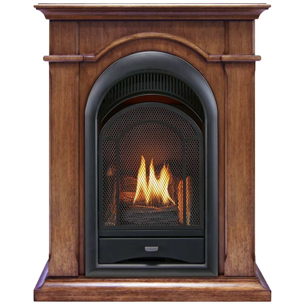 USAProcom-ProCom Dual Fuel Vent Free Gas Fireplace System - 10,000 BTU, T-Stat Control, Apple Spice Finish - Model# FS100T-AS-Dual Fuel Vent Free Gas Fireplace System