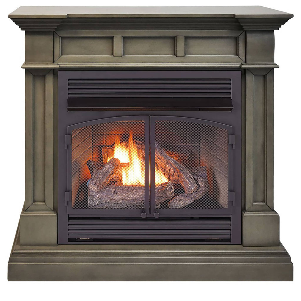 USAProcom-ProCom Dual Fuel Vent Free Gas Fireplace System - 32,000 BTU, Remote Control, Slate Gray Finish - Model# FBNSD400RT-2GR-Dual Fuel Vent Free Gas Fireplace System