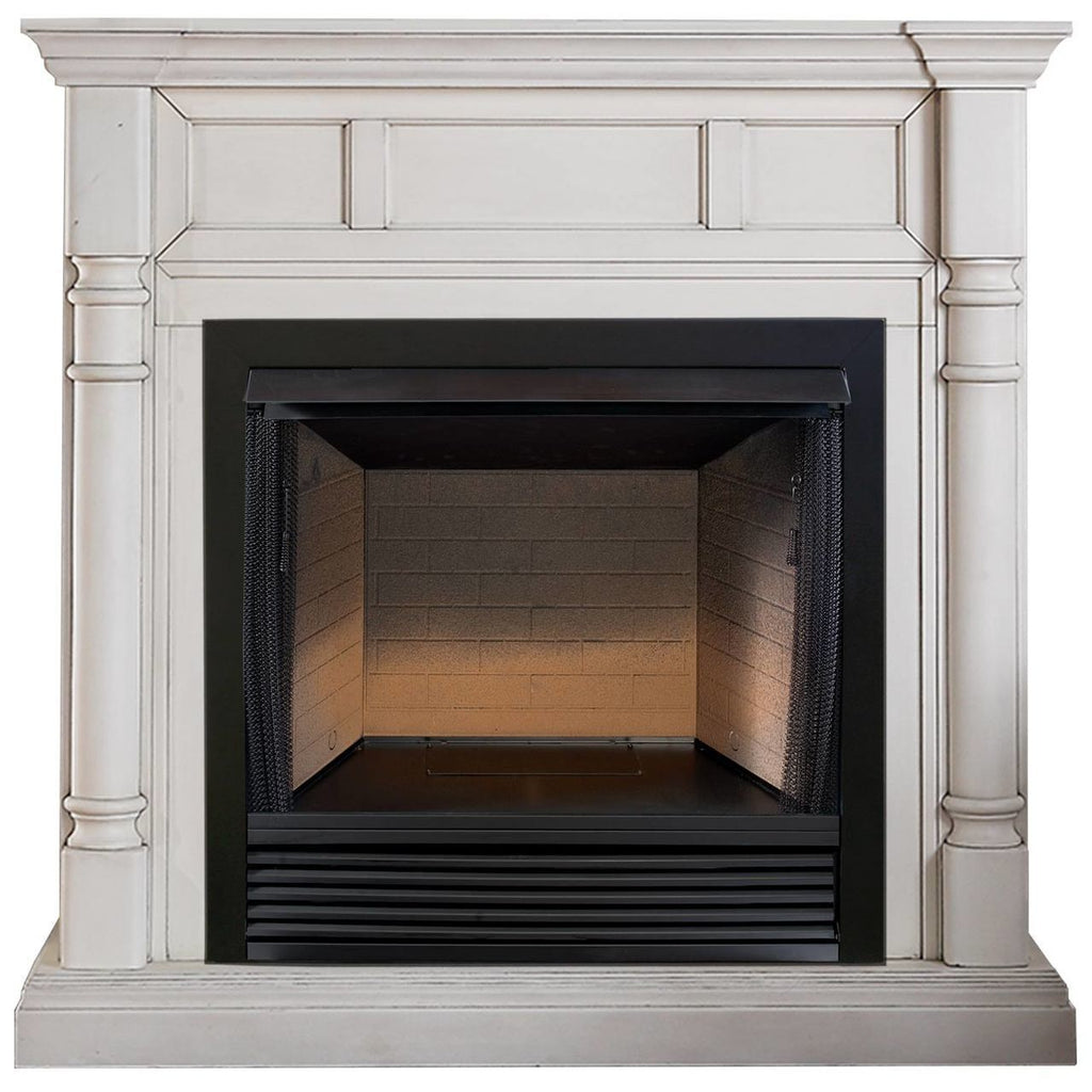 USAProcom-ProCom 32in Vent Free Firebox PC32VFC with CM500-2AW Antique White Finish - Model# FBS32-500-2AW-Ventless Firebox with Mantel