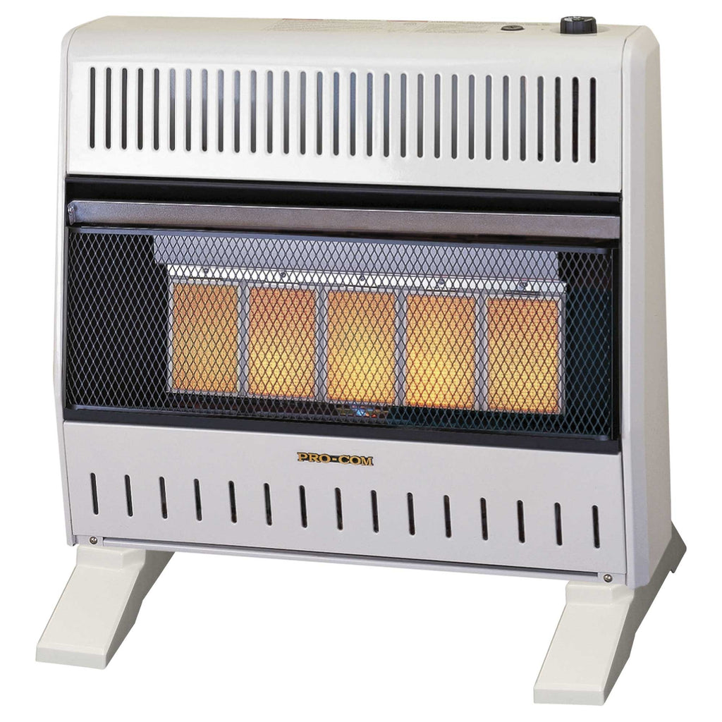 USAProcom-ProCom Dual Fuel Vent Free Infrared Gas Space Heater With Blower and Base Feet - 30,000 BTU, T-Stat Control - Model# MNSD5TPA-BB-Dual Fuel Ventless Infrared Gas Space Heater