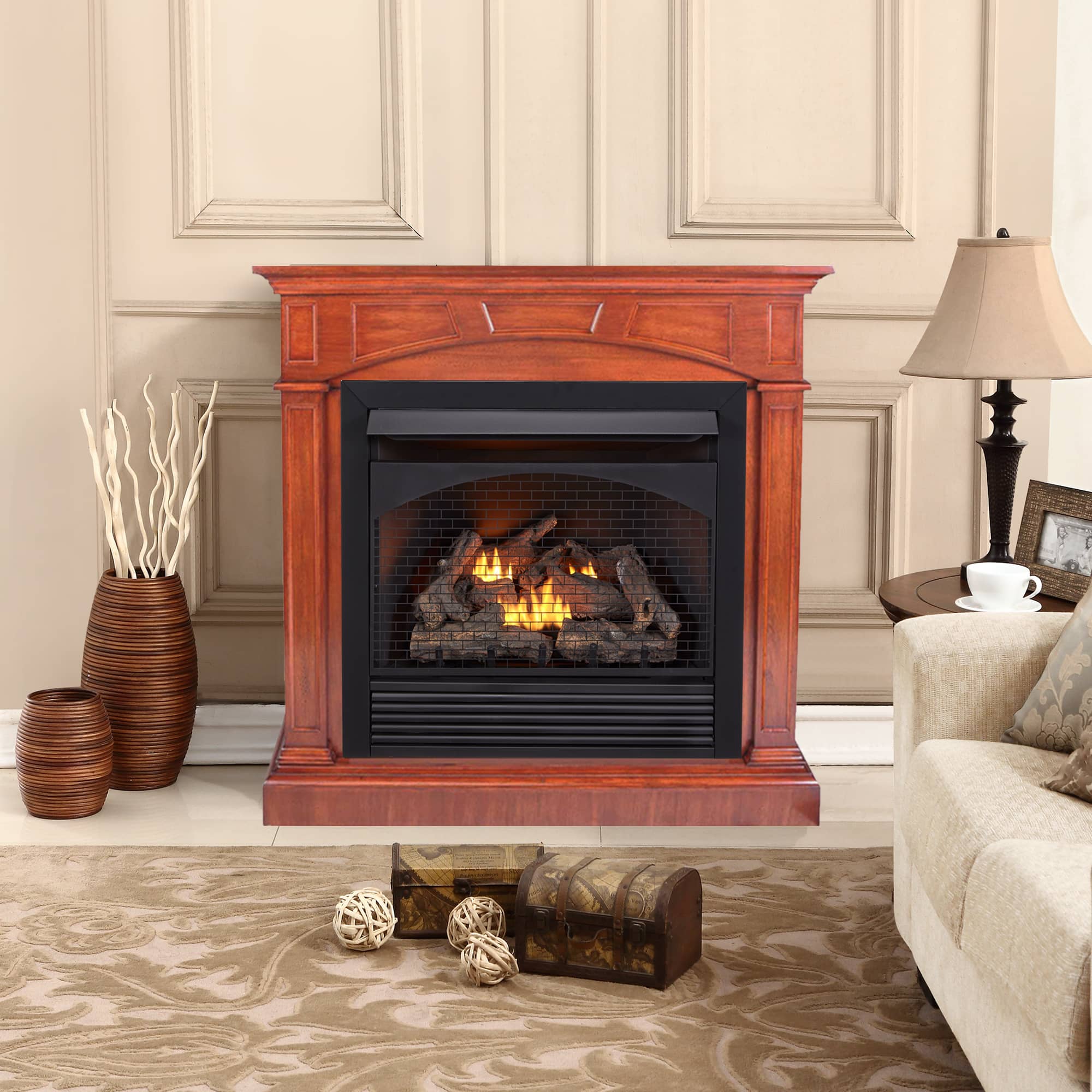 Procom Freestanding Ventless Gas Fireplace ProCom Dual Fuel Vent