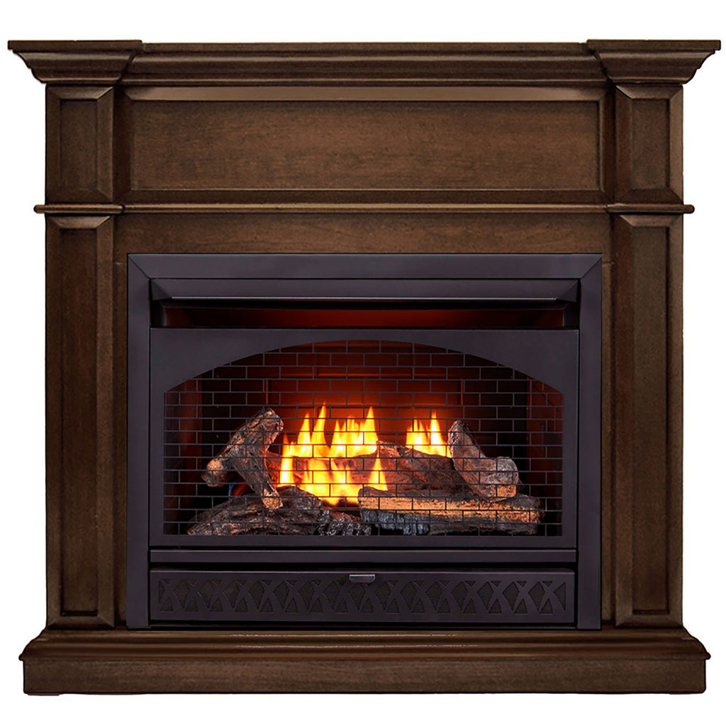 USAProcom-ProCom Dual Fuel Vent Free Gas Fireplace System - 26,000 BTU, T-Stat Control, Gingerbread Finish - Model# FBNSD28T-3G-Dual Fuel Vent Free Gas Fireplace System