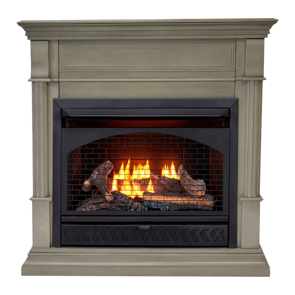 USAProcom-ProCom Dual Fuel Vent Free Gas Fireplace System - 26,000 BTU, T-Stat Control, Slate Gray Finish - Model# FBNSD28T-2GR-Dual Fuel Vent Free Gas Fireplace System