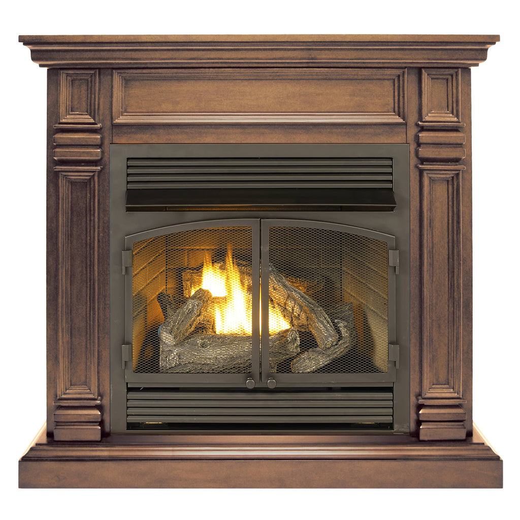 USAProcom-ProCom Dual Fuel Vent Free Gas Fireplace System - 32,000 BTU, T-Stat Control, Chocolate Finish - Model# FBNSD400T-A-CH-Dual Fuel Vent Free Gas Fireplace System