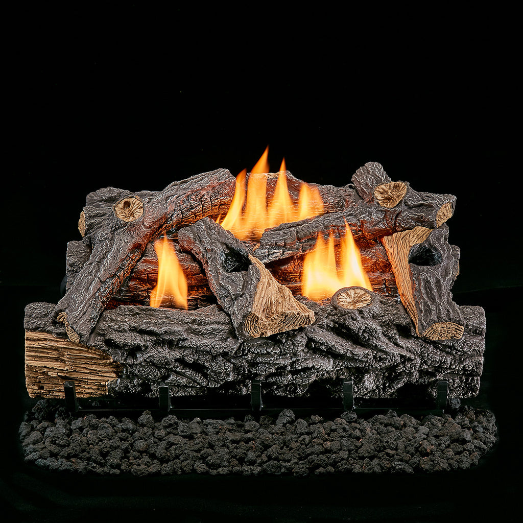 USAProcom-Lost River Vent Free Dual Fuel Gas Log Set - 24in. Traditional Oak, Remote Control - 32,000 BTU - Model# PCILVFD24RT-1-Ventless