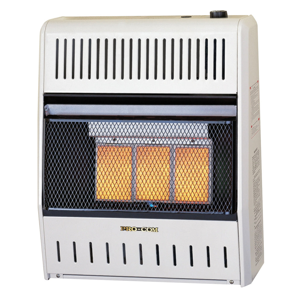 USAProcom-ProCom Natural Gas Vent Free Plaque Heater - 18,000 BTU, T-Stat Control - Model# MN180TPA-Ventless Wall Heater
