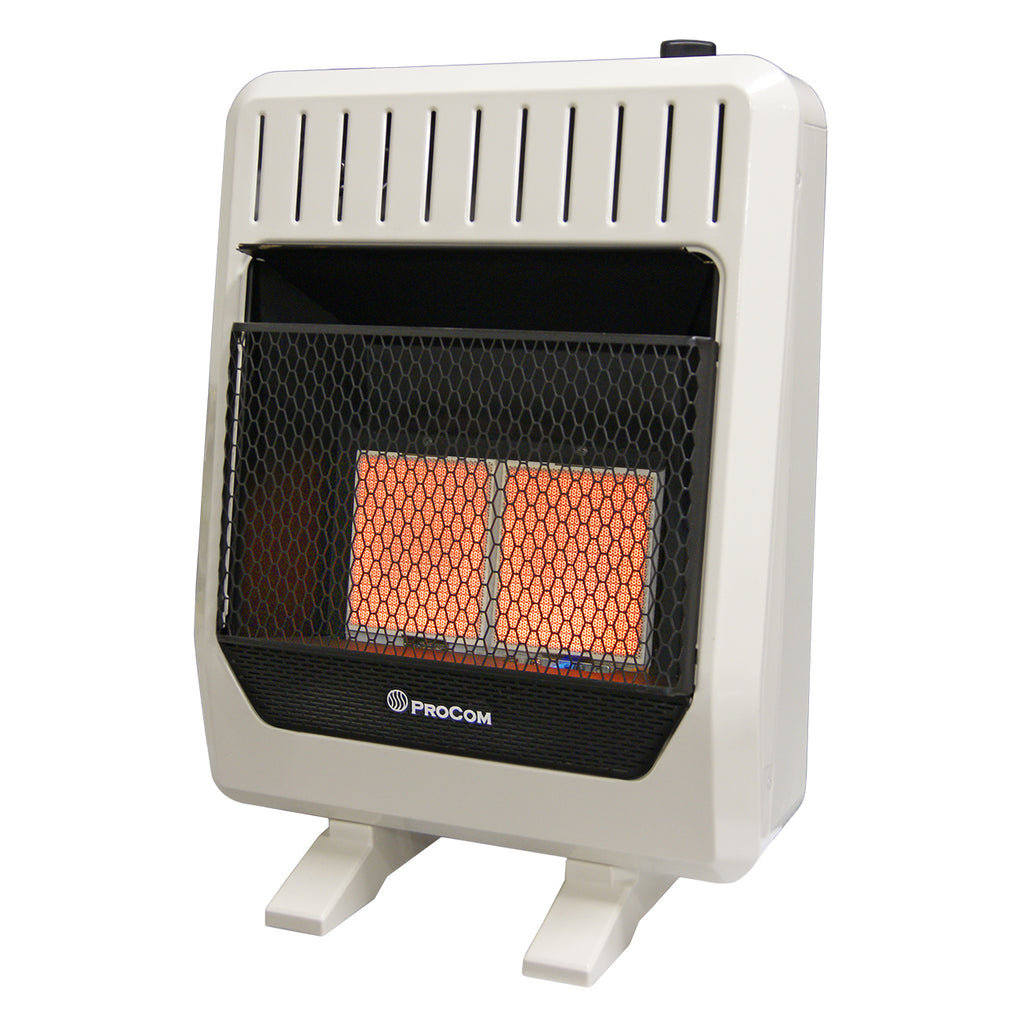 USAProcom-ProCom Dual Fuel Vent Free Infrared Plaque Heater With Blower and Base Feet - 20,000 BTU, T-Stat Control - Model# MG2TIR-BB-ProCom Heating