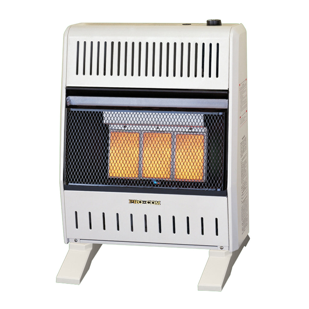 USAProcom-ProCom Dual Fuel Vent Free Infrared Gas Space Heater With Blower and Base Feet - 20,000 BTU, T-Stat Control - Model# MNSD3TPA-BB-ProCom Heating